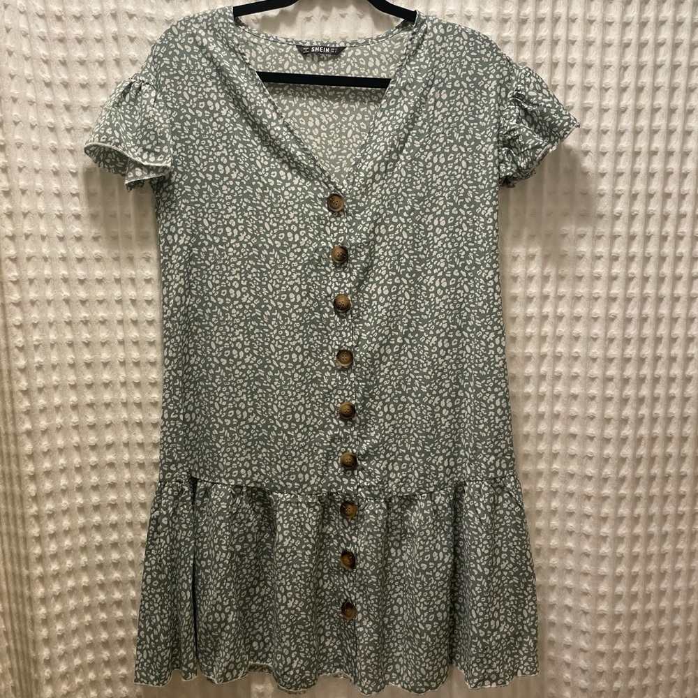 SHEIN Light Green Animal Print Dress
